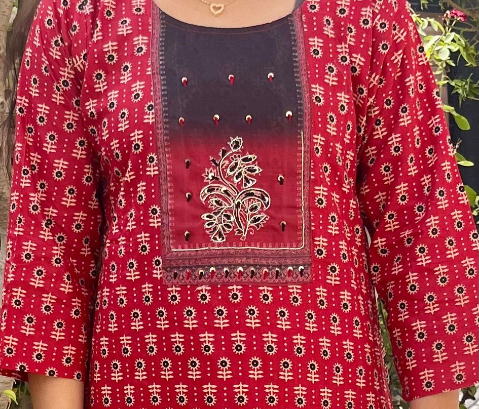 Pure Cotton Kurti & Pant with Dupatta (3pcs) - Stylish Attire