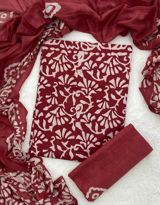 Block Print Elegant Cotton Suit Set - Yanchi