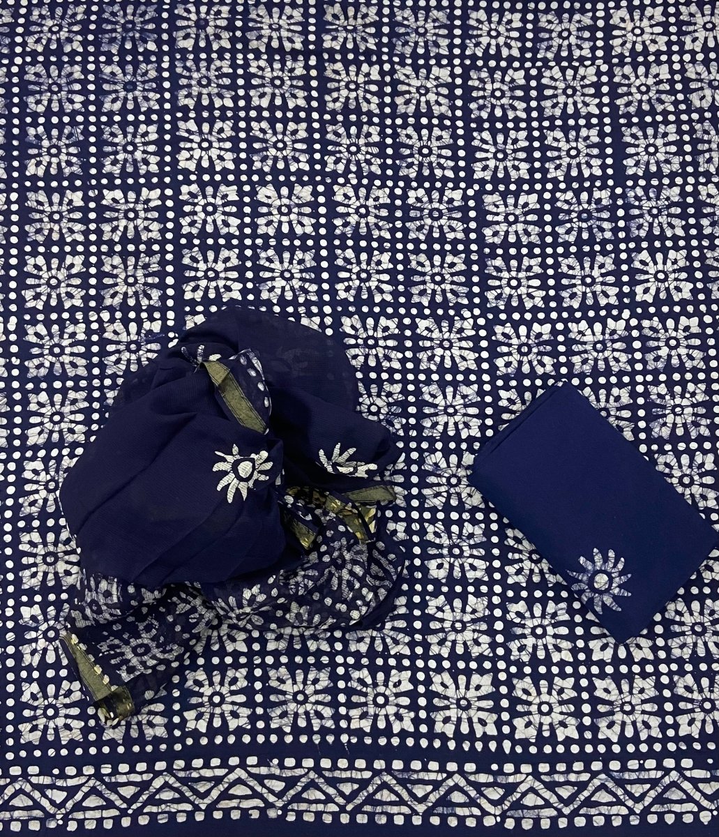 Block Print Elegant Cotton Suit Set - Yanchi