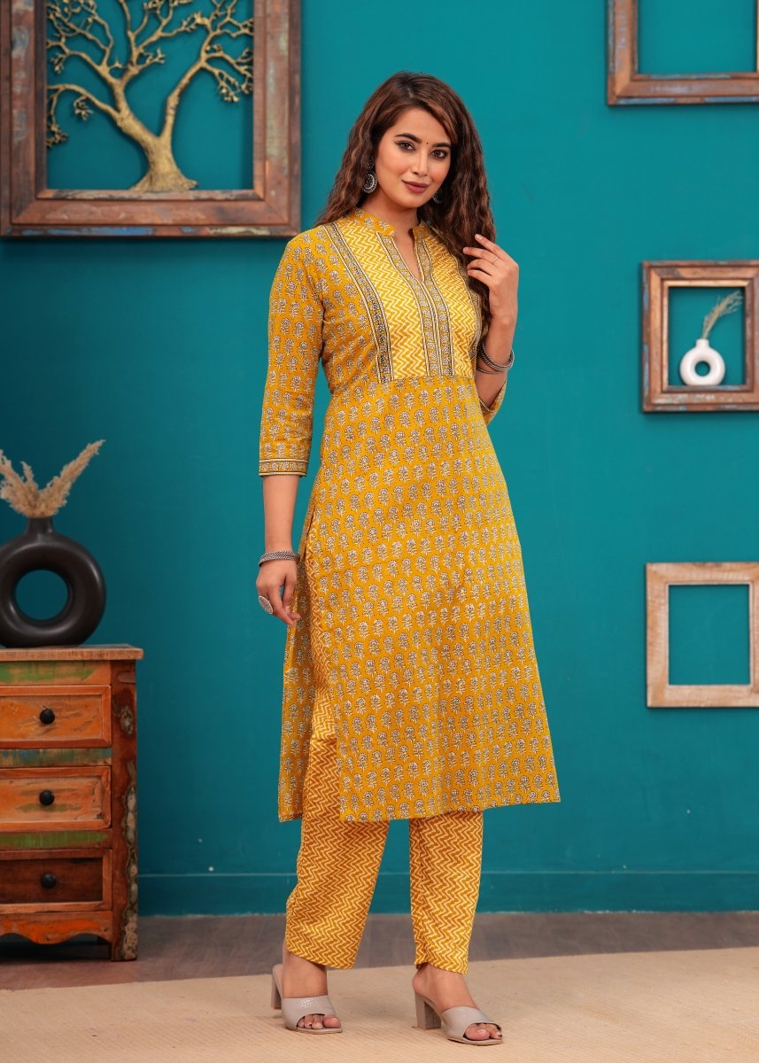 Pure Cotton Kurti & Pant with Dupatta (3pcs) - Yanchi