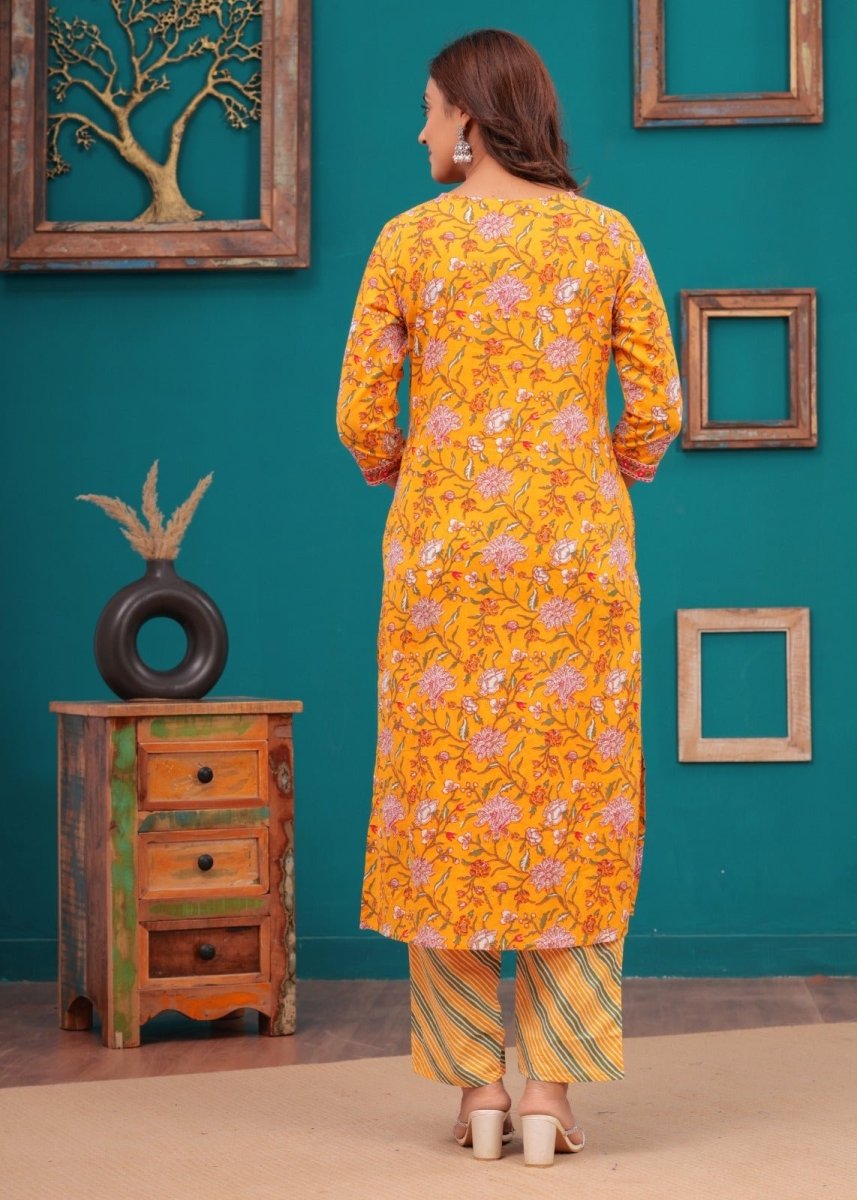 Pure Cotton Kurti & Pant with Dupatta (3pcs) - Stylish Attire