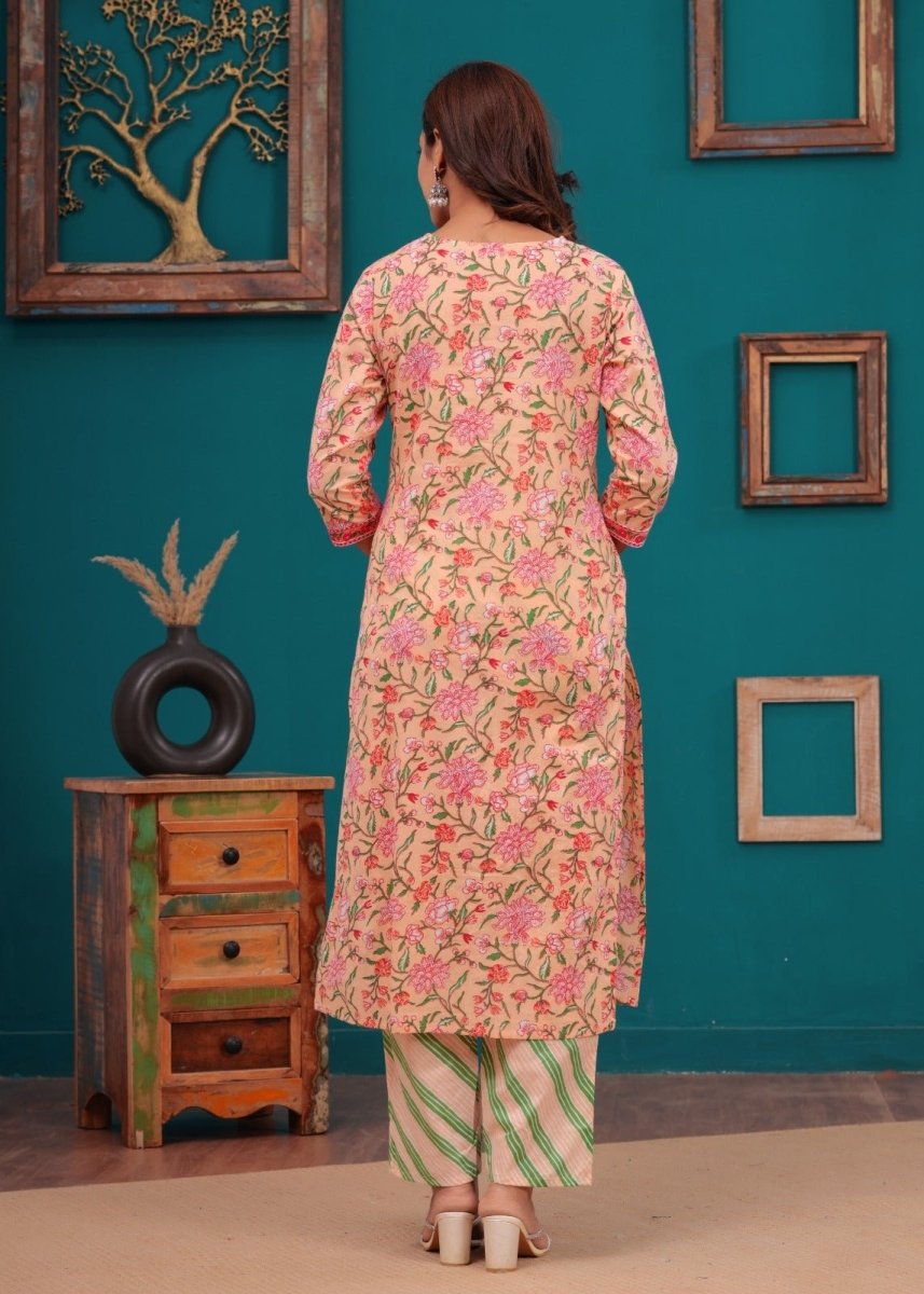 Pure Cotton Kurti & Pant with Dupatta (3pcs) - Stylish Attire