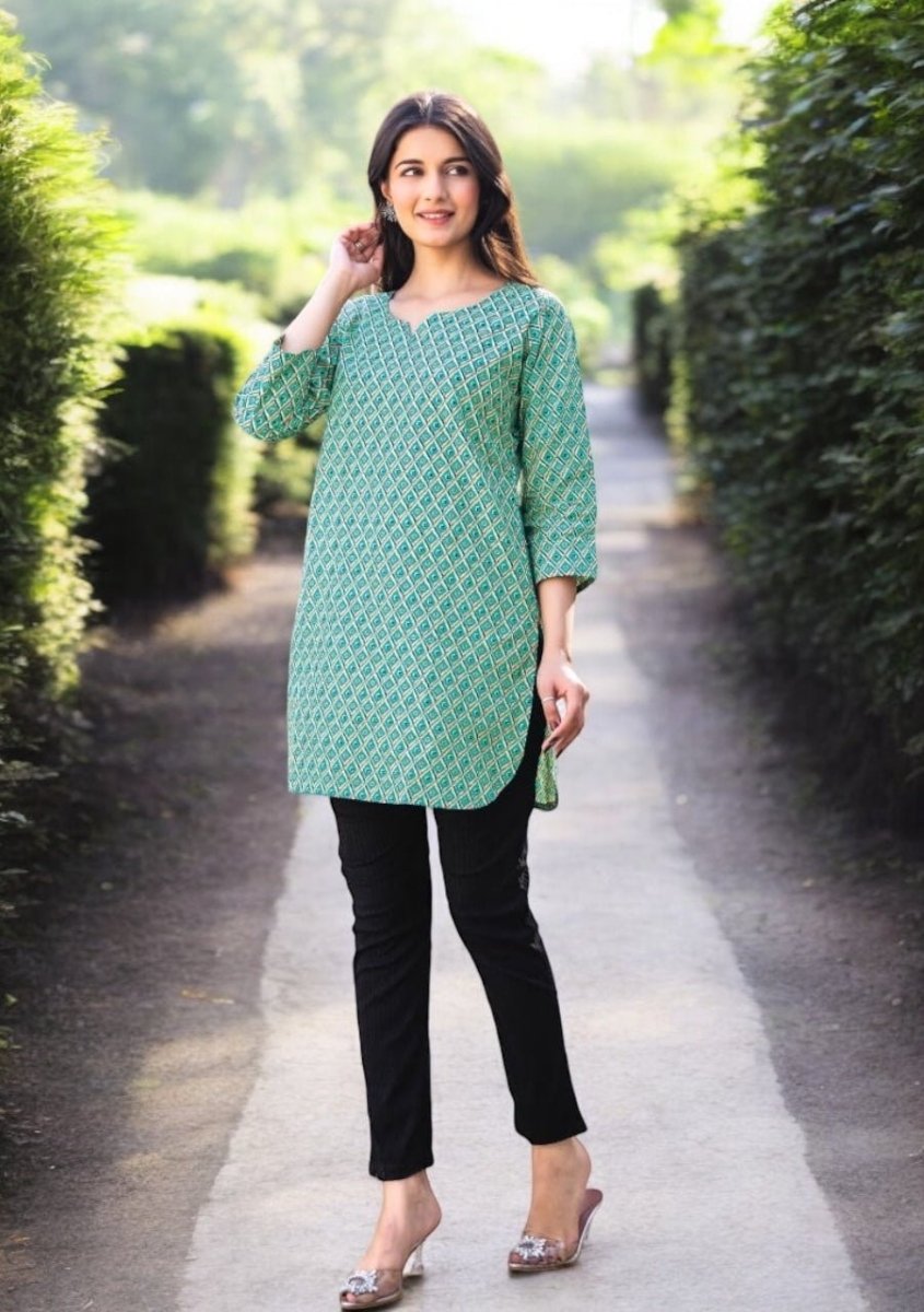 Pure Cotton Stitched Top (Crystal) - Stylish Attire