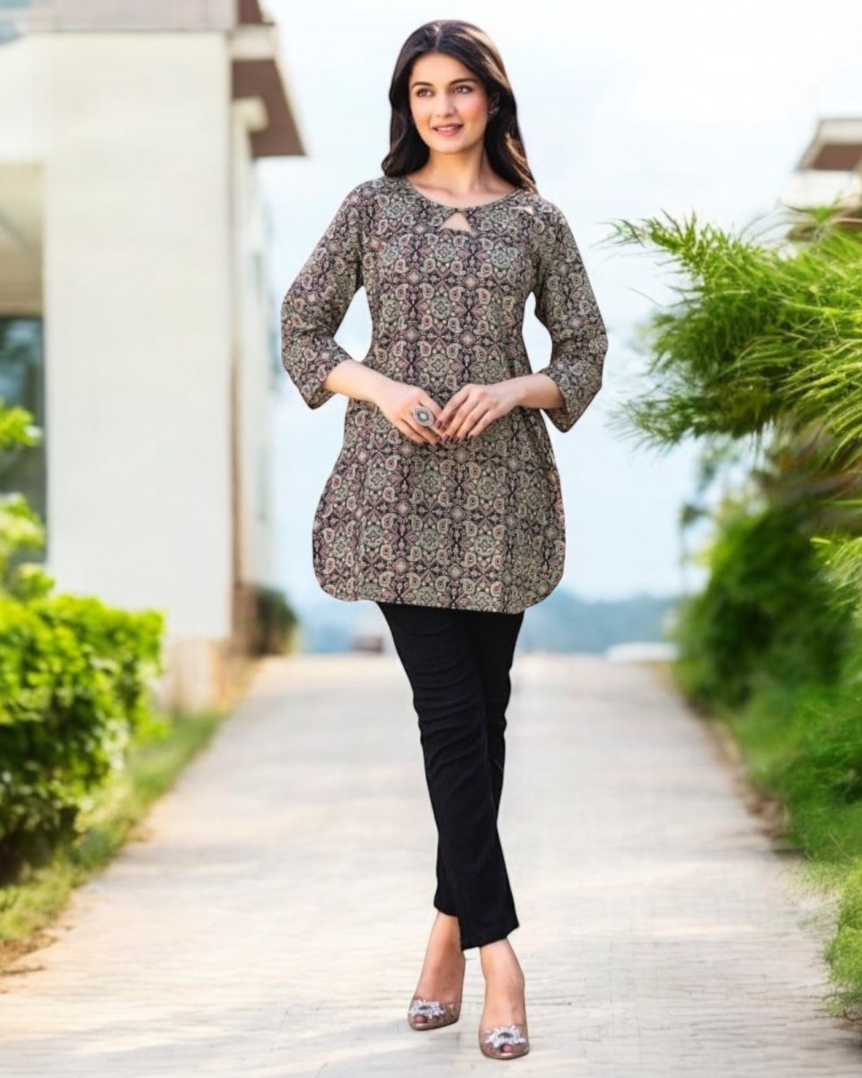 Pure Cotton Stitched Top (Crystal) - Stylish Attire