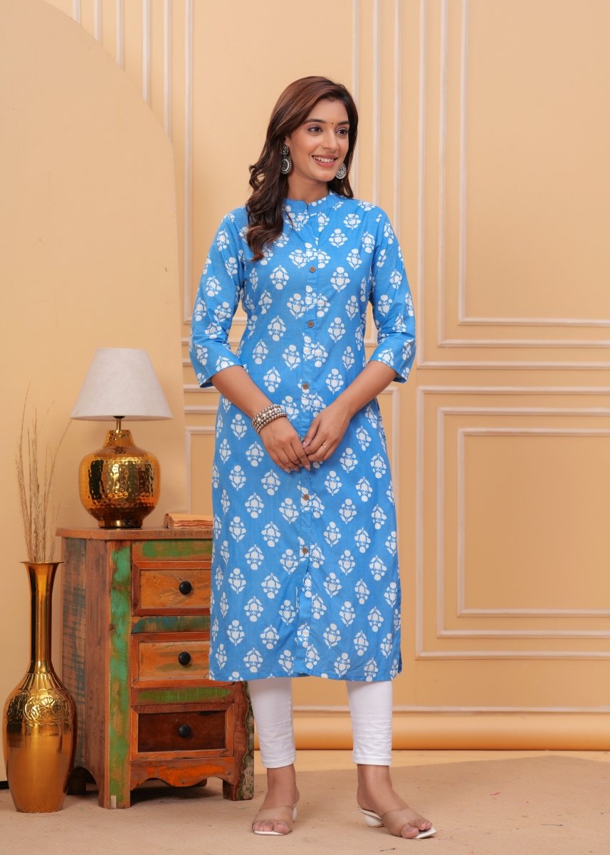 Pure Sangeri Cotton Print Kurti - Stylish Attire