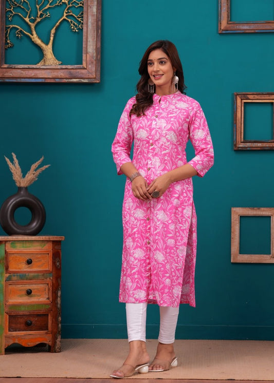 Pure Sangeri Cotton Print Kurti - Stylish Attire