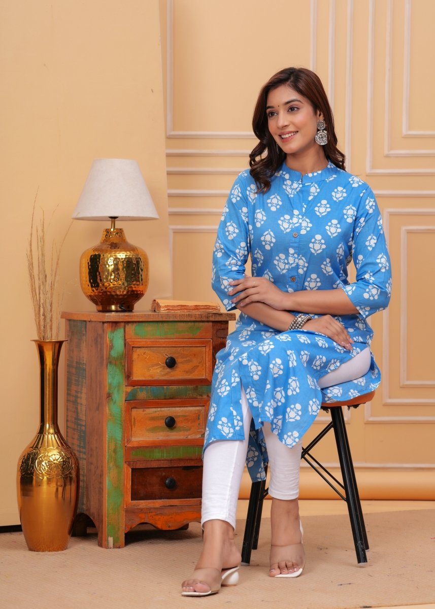 Pure Sangeri Cotton Print Kurti - Stylish Attire