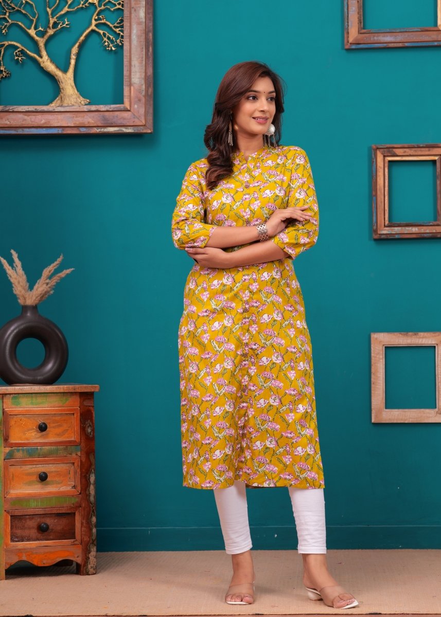 Pure Sangeri Cotton Print Kurti - Stylish Attire