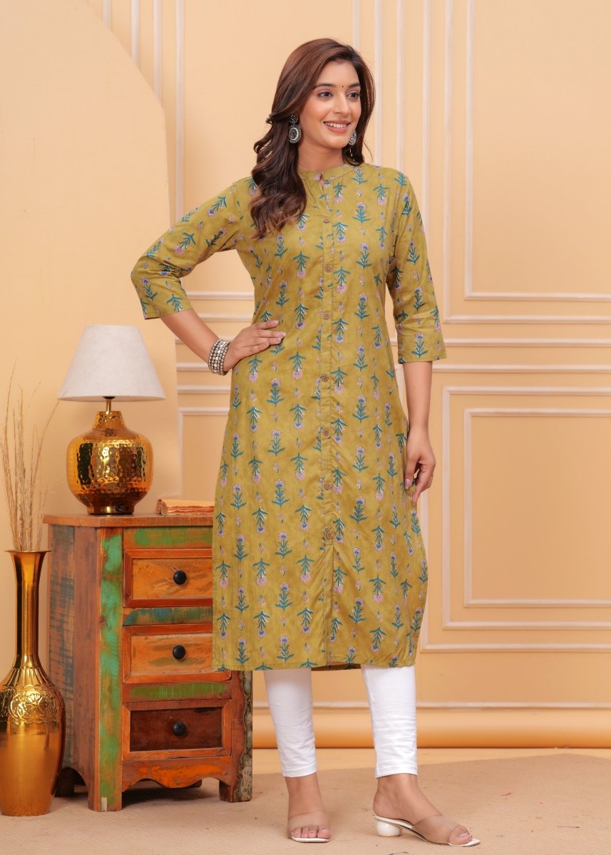 Pure Sangeri Cotton Print Kurti - Stylish Attire