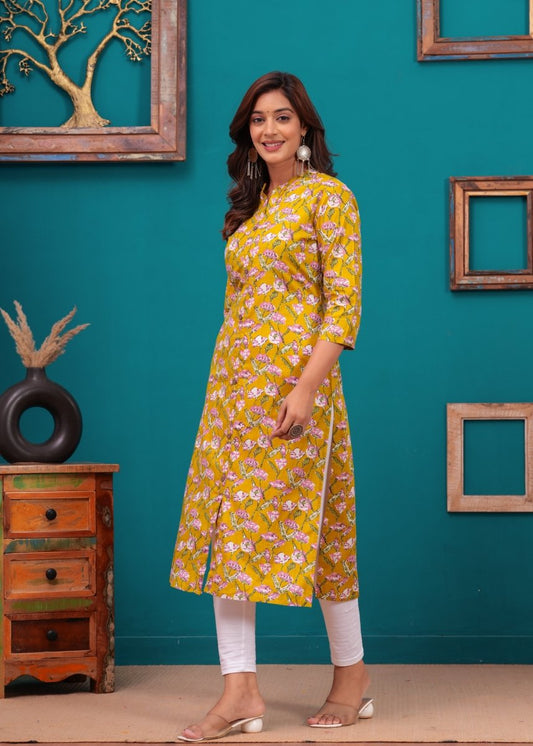 Pure Sangeri Cotton Print Kurti - Stylish Attire