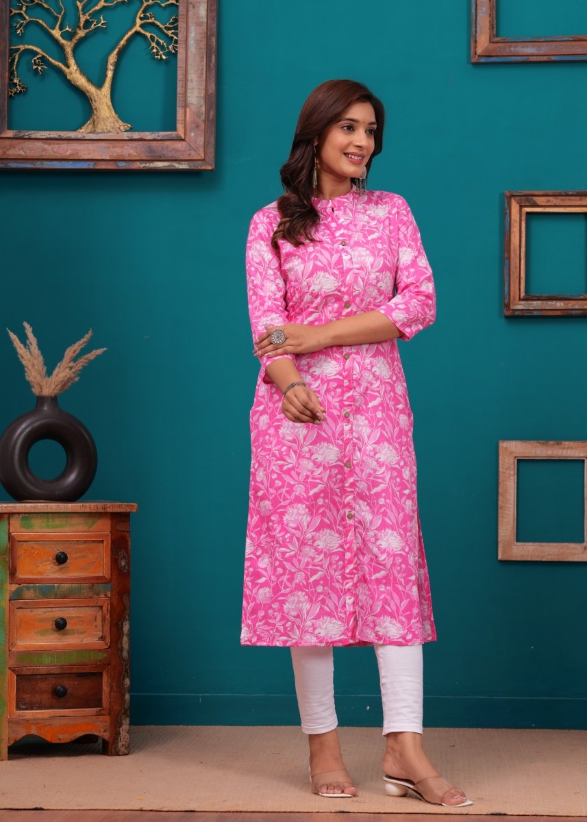 Pure Sangeri Cotton Print Kurti - Stylish Attire