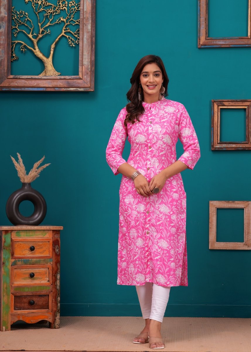 Pure Sangeri Cotton Print Kurti - Stylish Attire