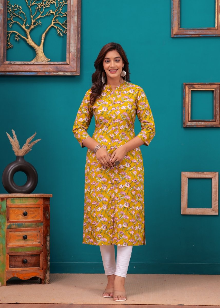 Pure Sangeri Cotton Print Kurti - Stylish Attire