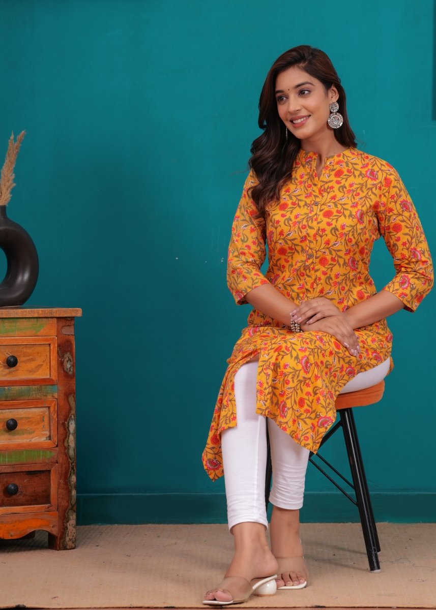 Pure Sangeri Cotton Print Kurti - Stylish Attire