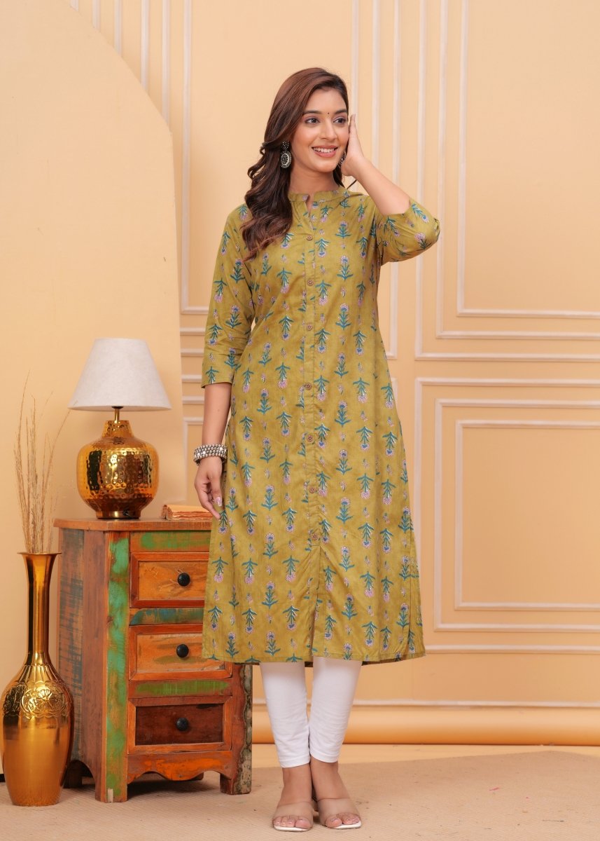 Pure Sangeri Cotton Print Kurti - Stylish Attire