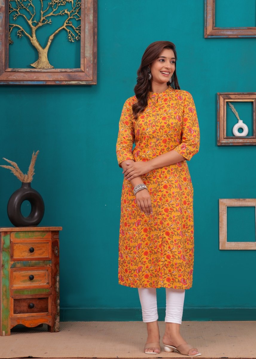 Pure Sangeri Cotton Print Kurti - Stylish Attire