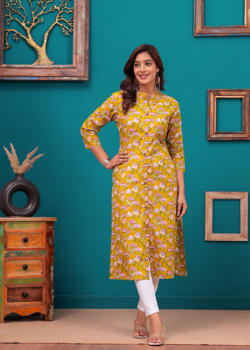 Pure Sangeri Cotton Print Kurti - Stylish Attire