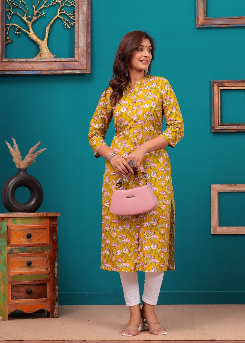 Pure Sangeri Cotton Print Kurti - Stylish Attire